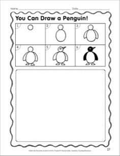 a penguin worksheet with the words you can draw a penguin