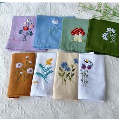 If you need a personalized design, please do not hesitate to message us. Thank you! 📍 About the floral embroidered handkerchiefs Handkerchiefs are made from linen of natural origin, so they are safe, environmentally friendly, soft and absorbent. Size: 30x30 cm. They are embroidered with daisy, wildflower, lavender, mushroom, mimosa, blue flowers,.. or custom designs according to your requirements. Personalized with your messages, your name or any quotes you like. 📍  You buy this for yourself or give it as a perfect sweet gift for: - Wedding or bridesmaid gifts  - Bachelorette gifts, Back to school gifts. - Best friends gifts - Birthday Gifts  - Gifts for girlfriend, sisters, mom, dad, grandmothers. 📍 Care instructions: hand wash towels, gently rub and dry in a well-ventilated place, avo Embroidered Flower Handkerchiefs For Gifts, Embroidered Flower Handkerchiefs As Gift, Flower Shaped Embroidered Handkerchiefs For Gift, Flower-shaped Embroidered Handkerchiefs For Gifts, Floral Embroidered Handkerchiefs For Spring Wedding, Spring Wedding Handkerchiefs With Floral Embroidery, Spring Handkerchiefs With Floral Embroidery As Gift, Spring Floral Embroidery Handkerchiefs As Gift, Floral Embroidered Handkerchiefs For Spring Gift