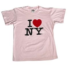 I Love New York Graphic Tee Brand New Without Tags Pink 100% Cotton Machine Wash/Dry Flat Women's Size Medium Shoulder Seam To Hem 27.5" Pit To Pit 20.5" New York Graphic, New York Shirt, I Love New York, Word Shirts, Color Block Tee, Outfit Inspo Casual, Gym Shirts, Grey Adidas, Knit Tees