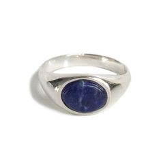 Serving as the mini flat top, the 'artie' features an oval flat top set with a 8 mm x 6 mm sodalite, incorporating the element of shape into a minimalist design. Available in sterling silver and yellow brass finishes, this ring is perfect to pop onto your pinky finger and go. 8x6 mm oval Sodalite Available in Sterling Silver & Yellow Brass No two stones are alike Made in New York City Made to order, please allow 5-10 business days for production Modern Oval Cabochon Signet Ring As Gift, Modern Oval Cabochon Sapphire Ring, Modern Sapphire Ring With Oval Cabochon, Modern Oval Cabochon Signet Ring For Gift, Classic Lapis Lazuli Ring With Polished Finish, Classic Round Lapis Lazuli Jewelry, Modern Sapphire Ring Oval Cabochon Polished Finish, Modern Sapphire Ring With Oval Cabochon And Polished Finish, Minimalist Oval Gemstone Signet Ring