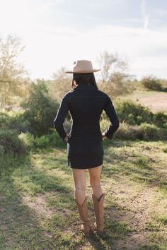 Your fave Outlaw Dress received an upgrade! This denim mini breaks all the rules. She zips all the way down the front so you decide how much of Mu you want to show! She has a fitted waist, big cargo-ish pockets, and is collared at the top. Get ready to strut your stuff in this long sleeve Outlaw mini. Fitted Dark Wash Mini Dress For Date Night, Fitted Mini Denim Dress For Fall, Fitted Denim Dress For Fall Workwear, Fitted Denim Mini Dress For Fall, Fall Denim Fitted Mini Dress, Dark Wash Mini Dress For Fall, Fall Mini Length Denim Dress, Fall Mini Denim Dress, Dark Wash Fitted Long Sleeve Mini Dress