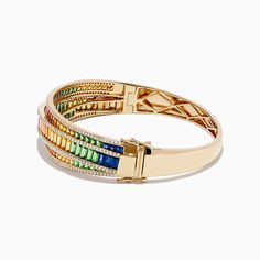 Effy Watercolors 14K Gold Multi Sapphire and Diamond Bangle Multi Sapphire, Yellow Stone, Diamond Bangle, Gold Yellow, Round Diamonds, Gold Metal, Sapphire, Bangles, Yellow