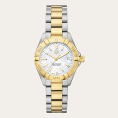 TAG HEUER Aquaracer Ladies Watch WBD1420.BB0321 | TimePieceStore (TPS)  #tagheuer #tagheuerwatches #giftideas #giftideasforwomen #giftideasforher #watchesforwomen #timepiecestore Tag Heuer Women, Tag Heuer Aquaracer, Swiss Army Watches, Tag Heuer Watch, Seiko Watches, Yellow Gold Bracelet, Rolex Daytona, Two Tone Watch, Omega Speedmaster