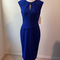 Royal Blue Brand New With Tags Elegant Blue Calvin Klein Dress, Calvin Klein Blue Evening Dress, Calvin Klein Blue Formal Dress, Calvin Klein Blue Sheath Dress, Calvin Klein Blue Midi Dress For Formal Occasions, Calvin Klein Blue Midi Length Dress, Calvin Klein Blue Midi Dress, Well Dressed Women Classy, Womens Navy Dress