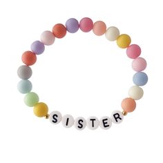 PRICES MAY VARY. Sister bracelet for little girls. The SISTER bracelet is a cute gift for little girls. Notice: its beads are randomly arranged. Material, size and weight. Material, acrylic. Length,6.9", elastic lenghth(the beads are stringed together with an elastic string). Weight,0.21 ounce. Attribute. big sister announcement, sisters gifts from sister, sister jewelry, best friend bracelet,birthday gifts for sister from sister, sister birthday gifts from sister, friendship bracelet, big siste Playful Personalized Beaded Bracelets For Gifts, Cute Name Bracelet With Round Beads For Birthday, Playful Beaded Bracelets For Mother's Day Gift, Playful Bracelets For Birthday And Mother's Day, Cute Bracelets For Mother's Day, Cute Friendship Bracelets For Birthdays, Personalized Multicolor Friendship Bracelets For Birthday, Cute Friendship Bracelets With Round Beads For Birthdays, Cute Friendship Bracelets For Birthday