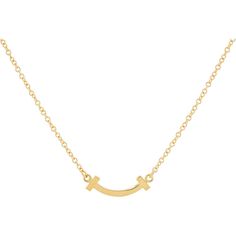 18K Yellow Gold Tiffany & Co. T Smile Necklace with Adjustable Chain - 16 to 18 Gold Pendant Necklace Tiffany & Co., Tiffany T Smile Necklace Mini, Smile Necklace, Gold Tiffany, Understated Glamour, Tiffany Necklace, Chain Making, Yellow Gold Jewelry, Delicate Chain