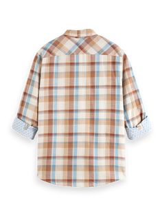 Embrace a bold, checkered pattern with this Yarn-Dye Check Shirt. Crafted from soft cotton, it's ideal for a casual office day or an upscale weekend getaway. Stay checked-in with style and comfort. 100% Cotton Wash - 30 Degrees Normal Casual Cotton Tops With Grid Pattern, Cotton Grid Pattern Button-up Shirt, Casual Gingham Cotton Flannel Shirt, Plaid Relaxed Fit Yarn-dyed Shirt, Plaid Yarn-dyed Relaxed Fit Shirt, Plaid Yarn-dyed Shirt Relaxed Fit, Plaid Yarn-dyed Shirt With Relaxed Fit, Brown Cotton Flannel Shirt For Spring, Spring Brown Cotton Flannel Shirt