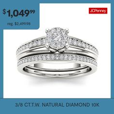 a white gold diamond ring and matching wedding band set for $ 1, 049 99