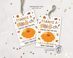 two tags with thanksgiving sayings on them