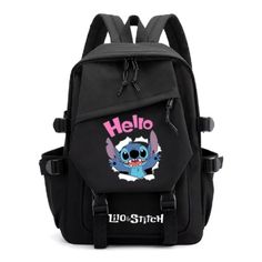 The Lilo And Stitch School Bag is a stylish and practical backpack designed to meet the needs of young students. Featuring a vibrant design inspired by popular cartoon characters, this bag adds a touch of fun to the daily school routine. Features: Material: Made from durable polyester, ensuring long-lasting use and easy cleaning. Special Features: Padded shoulder straps for comfortable carrying and multiple compartments for organized storage. Technical Specifications: Equipped with a sturdy zipp Back To School Cartoon Print Bags, Casual Bags With Cartoon Print For Back To School, Back To School Bags With Cartoon Print For Students, Casual Cartoon Print Bags For Back To School, Student Bags With Cartoon Print For Back To School, Casual Back To School Bag With Cartoon Print, Cartoon Print Travel Bag For Back To School, Black Cartoon Backpack For Students, Back To School Travel Bag With Cartoon Print