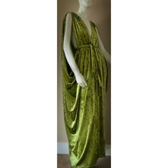 Handmade in our small exclusive studio in Portland Oregon. Indulge in the timeless elegance of our exquisite draped velvet Grecian gown, crafted from luxurious materials for a regal and goddess-like look.  The flowing design features intricate draping and a body-flattering silhouette, perfect for any formal occasion.  The soft rich crushed velvet in luscious chartreuse/olive green adds a touch of sophistication and luxury, while the Grecian-inspired details bring a touch of ancient glamour. Spec Green Draped Evening Gown, Green Draped Gown For Party, Luxury Velvet Wedding Dress, Pre-draped Floor-length Green Gown, Green Velvet Dress For Wedding, Green Floor-length Pre-draped Gown, Green Evening Dress With Traditional Drape, Green Traditional Drape Evening Dress, Velvet Wedding Dress With Traditional Drape