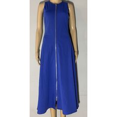 Elevate Your Wardrobe With This Stunning Flared Zip-Up Midi Dress From The Renowned Brand Cos. Perfect For Any Occasion, This Dress Features A Solid Pattern And Is Designed To Fit Women Of All Sizes. The Dress Is Made With High-Quality Materials And Is Available In A Beautiful Blue Color That Is Guaranteed To Turn Heads. With A Stylish A-Line Design And A Zip Closure, This Dress Is Both Fashionable And Functional. Its Midi Length Makes It A Versatile Addition To Your Wardrobe, And It Is Perfect Spring Midi Dress With Side Zipper, Blue Summer Dress With Side Zipper, Blue Dresses With Side Zipper, Blue Sleeveless Dress With Side Zipper, Blue Knee-length Dresses With Side Zipper, Casual Stretch Dress With Side Zipper, Casual Blue Dress With Back Zipper, Women Of All Sizes, Solid Pattern