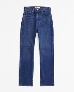 Women's Ultra High Rise Ankle Straight Jean | Women's Bottoms | Abercrombie.com High Rise Cropped Mom Jeans For Fall, Fall High-rise Mom Fit Cropped Jeans, High Rise Mom Fit Cropped Jeans For Everyday, Everyday Straight Leg Mom Fit Cropped Jeans, Everyday Cropped Straight Leg Mom Jeans, Everyday Mom Fit Straight Leg Cropped Jeans, Dark Wash Straight Cropped Mom Jeans, High Rise Straight Fit Cropped Jeans, Straight Mom Fit Jeans For Fall