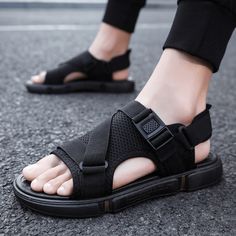 Color: Other,Black Closure Type: Velcro Feature: Slip Resistant,Two-ways Size: US 10.5,US 8,US 9,US 10,US 11,US 7.5,US 8.5,US 6.5 Shoes Type: Outdoor Sandals,Beach Sandals Toe Type: Opened Upper Material: Mesh,Cloth Outsole Material: Rubber Black Sandals For Beach Season, Black Open Toe Sandals For Beach Season, Black Round Toe Sport Sandals For Vacation, Summer Non-slip Open Toe Sport Sandals, Black Round Toe Sandals For Summer, Black Open Toe Sandals For Summer, Spring Leisure Sandals With Open Toe, Black Beach Sandals For Spring, Casual Sandals For Leisure And Beach Season