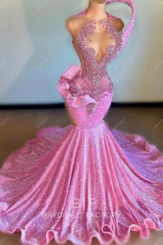 Cheap Pink Prom Dresses, Irredescent Prom Dresses, Pink Prom Dresses Black People, Pink Dress With Train, Hot Pink Prom Dress Black Women, Deep Pink Prom Dress, Cute Prom Dresses Pink, Silver And Pink Prom Dress, Party Gown With Rhinestones And Mermaid Hem