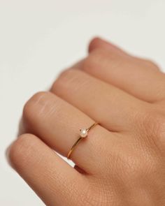 Stone: Natural PearlsWeight: 0.4 g Fine Jewelry Pearl Ring, Pearl Rings In Gold, Minimal Gold Ring, Simple Ring Design, Pearl Ring Design, Pearl Ring Simple, Pearl Gold Ring, Minimal Rings, Minimalist Gold Ring