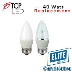 two light bulbs are sitting side by side with the caption, 40 watt replacement