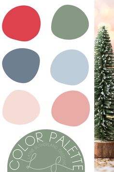 the color palette for this christmas tree is red, green, blue, and white