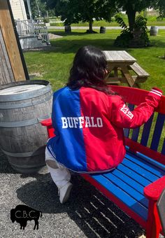 Get ready to score big in style with our BUFFALO Two Tone Varsity Bomber Jacket! This jacket features a unique red and blue design inspired by classic varsity jackets, perfect for showing off your love for Buffalo. Varsity Bomber Jacket Snap Button Closure 100 Polyester Order True to Size Red And Blue Design, Varsity Jackets, Family Set, Blue Design, Holiday Collection, Baby Birthday, Snap Button, In Style, Varsity Jacket