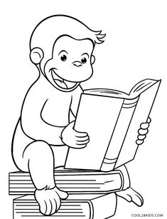 a monkey reading a book while sitting on books