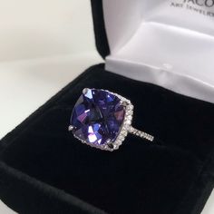 Beautiful Alexandrite & White Sapphire Ring  * 8ct Cushion Cut Alexandrite measures 12mm * White Sapphire Accents * Solid 925 Sterling Silver with an Anti-Tarnish Rhodium Finish * Sized to Order - Select Your Size Hallmarked & Gift Ready! Matching Earrings available here https://www.etsy.com/listing/454248468/gorgeous-10ct-cushion-cut-color-change?ref=shop_home_feat_2 Matching Pendant also Available! This Alexandrite is Laboratory Grown.  The color changes in this stone range from deep purple to Classic Cushion Cut Brilliant Gemstones, White Gold Gemstones With Halo Setting For Formal Events, Formal White Gold Gemstones With Halo Setting, Formal Cubic Zirconia Gemstones With Halo Setting, Luxury Cushion Cut Gemstones With Prong Setting, Cushion Cut Diamond Gemstones For Fine Jewelry, Cushion Cut Diamond Ring With Gemstone For Formal Occasions, Formal Sapphire Ring With Cushion Cut And Prong Setting, Cushion Cut Diamond Fine Jewelry