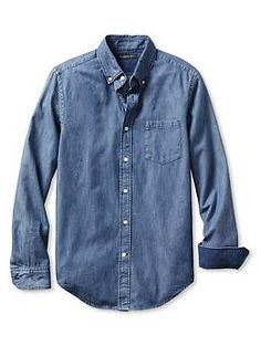 Tailored Slim-Fit Denim Button-Down Shirt