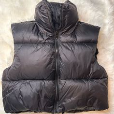 Black Cropped Puffer Vest | Size: Small | Brand: Keomud (Amazon) | Condition: Nwot Black Nylon Puffer Jacket For Fall, Trendy Black Puffer Jacket For Outdoor, Trendy Black Nylon Outerwear, Black Nylon Outerwear For Cold Weather, Trendy Black Puffer Jacket With Pockets, Black Cropped Puffer Vest, Amazon Jackets, Cropped Puffer Vest, Coats Black