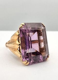 Luxury Faceted Amethyst Ring For Formal Occasions, Luxury Faceted Amethyst Ring For Formal Events, Formal Faceted Amethyst Ring Fine Jewelry, Rectangular Amethyst Ring For Formal Occasions, Rectangular Amethyst Ring For Formal Events, Purple Faceted Ring For Formal Occasions, Formal Faceted Purple Ring, Formal Purple Amethyst Ring With Rectangular Shape, Formal Purple Faceted Ring