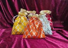 Product Item: Brocade Potli Bags  Material: Brocade Fabric ,Gota Patti. Size:-7.4 x 5.2 Inches Approx. Product:- Both Side Embroidered Potli Bags. If You Need Any Special Color Please Drop Us Message +91 9351162855 Description ( Assorted Co lours ) Potli bags ethnic style. Designer potli for women fashion accessories .Great fashion statement for wedding and festivals. goes well with traditional dresses like Lehenga, sharara, heavy sarees and suits women fashion handbags potli More Item Are Avail Festival Party Gift Bag Pouch, Festive Party Gift Bag Pouch, Red Pouch For Party And Festivals, Multicolor Pouch Bag For Wedding, Multicolor Potli Bag For Wedding And Navratri, Bollywood Style Multicolor Wedding Bags, Rectangular Pouch For Festivals, Festive Handmade Multicolor Pouch, Festive Rectangular Pouch For Festivals