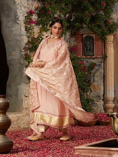 Buy Pink Gota Chanderi Kurta with Pants- Set of 2 | VJ96MAR101/KP/PINK/VJ96MAR Special Dress, Diwali Special, Dress 2024, Black Friday Sale