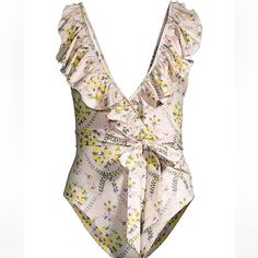 Great Preowned Condition Loveshack Fancy Floral Swimsuit, Size Tag And Belt Are Missing, Im Adding Pictures With Measurements Fancy One Piece, Loveshack Fancy, Fashion Tips For Girls, Floral Swimsuit, One Piece Suit, Beachwear For Women, Floral Ruffle, Holiday Outfits, Pink Yellow