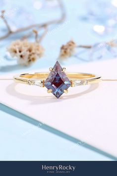 #kiteshapedring #alexandritering #engagementring #vintagering #yellowgoldring #baguettecutring #diamondring #moissanitering Gold Amethyst Ring With Brilliant Cut Diamond, Gold Amethyst Diamond Ring For Wedding, Gold Sapphire Rings With Asscher Cut, Gold Sapphire Asscher-cut Ring, 14k Gold Asscher Cut Sapphire Wedding Ring, Gold Asscher Cut Sapphire Rings, Gold Art Deco Baguette-cut Ring, Art Deco Gold Baguette Cut Ring, Gold Art Deco Baguette Cut Ring