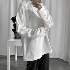 Asian size3 size smaller than US and European size,Please note!! S Bust 102 cm Length 64 cm Sleeve 55 cmM Bust 106 cm Length 66 cm Sleeve 56 cmL Bust 110 cm Length 68 cm Sleeve 57 cmXL Bust 114 cm Length 70 cm Sleeve 58 cmXXL Bust 118 cm Length 72 cm Sleeve 59 cm Cotton Long Sleeve Streetwear Tops, Long Sleeve Cotton Tops For Streetwear, Cotton Long Sleeve Tops For Streetwear, Oversized Crew Neck Top In Hip Hop Style, Oversized Hip Hop Tops For Spring, Hip Hop Long Sleeve Cotton Tops, Hip Hop Crew Neck Top, White Oversized Hip Hop Tops, Hip Hop Style Long Sleeve Relaxed Fit Tops