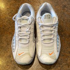 Like New Condition, Without Original Box, Never Worn, Nike Air Max Tailwind 4 Platinum Tint - White / Total Orange - Youth 6.5y / Ws 8 / 24cm Thank You So Much For Checking Them Out! Classic White Running Shoes With Air Max Cushioning, White Classic Sneakers With Air Max Cushioning, Classic White Air Max Sneakers, Classic White Running Shoes With Air Cushioning, Classic White Running Shoes, Classic White Sneakers With Air Cushioning, Nike White Sneakers With Vented Sides, White Nike Sneakers With Vented Sides, Nike White Running Shoes With Laces