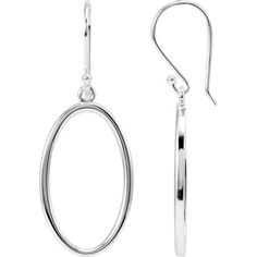 These oval dangle earrings provide a simple and classic look. They are small to medium in size with a width of 13.25 mm and a length of 25 mm. ◆ White gold jewelry is rhodium plated. Wire Hoop Earrings, Gold Sign, Metal Fashion, Classic Earrings, Earrings Metal, Yellow Earrings, Ear Candy, French Wire, White Gold Jewelry