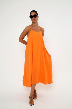 Women's Orange Spaghetti Strap  Maxi Dress  Casual Viscose Dress Multicolor one size unique dress Fits sized US6 to US12 Model Size : Height : 6'0" Weight : 160 lbs Casual Beach Slip Dress With Spaghetti Straps, Spring Beach Slip Dress With Sling Shape, Beach Suspender Dress With Adjustable Straps, Spring Beach Slip Dress In Sling Shape, Orange Vacation Dress With Adjustable Straps, Orange Dress With Adjustable Straps For Vacation, Spring Beach Sling Slip Dress, Sleeveless Orange Midi Dress For The Beach, Orange Spaghetti Straps Maxi Dress For Summer