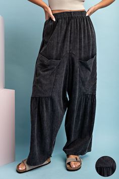 Exaggerated Wide Leg Pants | JQ Clothing Co. Soft-washed Wide Leg Bottoms For Fall, Comfortable Cotton Wide Leg Pants For Fall, Fall Soft-washed Wide Leg Bottoms, Soft-washed Wide Leg Pants For Spring, Ankle-length Cotton Jeans With Side Pockets, Casual Wide Leg Soft-washed Bottoms, Soft-washed Wide Leg Loungewear Pants, Washed Black Pants With Side Pockets For Fall, Washed Black Loungewear Pants With Pockets