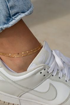 Make a dainty statement with the Camila anklet, a dainty yet daring accessory. Seize the day - and your style - with this unique and edgy piece that's sure to become a favorite. 14k Gold Filled or Sterling Silver Aesthetic Ankle Bracelet, Anklets With Shoes, Cute Anklets Aesthetic, Anklet Photography Ideas, Gold Anklet Aesthetic, Trendy Delicate Chain Bracelet, Elegant Adjustable Tarnish Resistant Anklets, Minimalist Metal Bracelets For Summer, Trendy Summer Anklets As A Gift