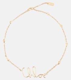 C Chloé logo necklace in gold - Chloe | Mytheresa Luxury Metal Choker, Chic Chain Choker Jewelry, Chic Metal Chain Choker, Chic Formal Chain Necklace With Lobster Clasp, Chic Delicate Chain Necklace In Metal, Luxury Delicate Chain Necklace For Party, Dainty Metal Link Necklaces, Dainty Link Metal Necklaces, Dainty Metal Link Necklace