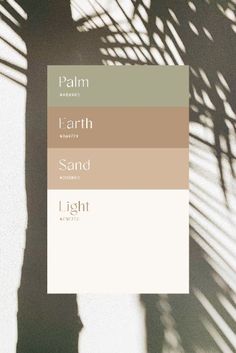 a palm tree with the words earth and sand on it's back side in different shades