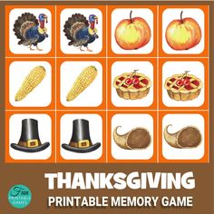 thanksgiving printable memory game for kids