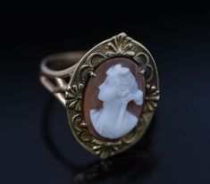 "This is a 14K YG Cameo ring, Estate piece, circa 1960's, .85\" width to the top, . size 6.75, weight 4.2 grams Stock #BB66R03 Thank you for shopping with us All photographs are of the actual item you will receive. Most items are in excellent condition with little or no signs of wear. Please look closely at the pictures as they are part of the product description. Many of our items are one of kind or pre-owned estate finds. We do our best to accurately describe the condition of each piece." Cameo Ring, Fine Jewelry Designers, Heart Ring, 1960s, Jewelry Watches, Jewelry Rings, Rings For Men, Jewelry Design, Fine Jewelry