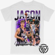 Beyond Dope Jason Williams Sacramento Kings NBA Basketball Tee Cotton Basketball Top With Team Logo, Cotton Top With Team Logo For Basketball, White Basketball Team Logo Tops, White Basketball Team Logo Top, Basketball Fan Apparel Tops With Sublimation Print, Throwback Basketball T-shirt For Sports Season, Fan Apparel Tops With Sublimation Print For Basketball, Sublimation Print Tops For Basketball Fans, White Basketball Fan Apparel T-shirt