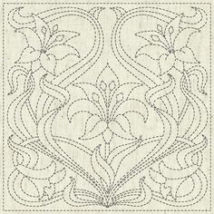 an embroidered design on linen with stitching