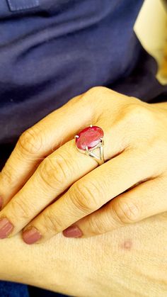 Red Ruby Ring Ruby belongs to Corundum (aluminium oxide) family. Red Ruby Ring, Handmade Ring, 925 Sterling Silver Ring, Oval Cut Gemstone Ring, Women's Ring, Solitaire Ring, Engagement Ring, Gift For Her Make an adorable statement with this ring jewelry. Rendered in fine 925 Sterling silver and designed with a classic setting, this Pyrite ring is ready to accompany your style from day until night. This handmade jewelry for women/Men's will make a unique addition to your collection. ▂▂ ♥ Gemstone Type - Ruby  ♥ Gemstone Size - 10x14 mm ♥ Gemstone Cut - Oval ♥ Metal Type  - 925 Sterling Silver ❏ Why Buy This Unique Handmade Jewelry? ♥ Nickel Free ✅ ♥ Tarnish Resistant ✅ ♥ One Year Warranty ✅ ♥ High Quality Materials ✅ ♥ 30 Days Return Policy ✅ Why To Wear Silver? As a metal, silver has sign Oval Ruby Rings Suitable For Gifts, Oval Ruby Rings For Gift, Red Oval Cabochon Ruby Ring For Gift, Red Sterling Silver Oval Cabochon Ring, Handmade Oval Ruby Ring Gift, Oval Ruby Filigree Ring As Gift, Ruby Ring With Polished Finish As Gift, Oval Hallmarked Ruby Ring, Oval Ruby Ring Hallmarked As Gift