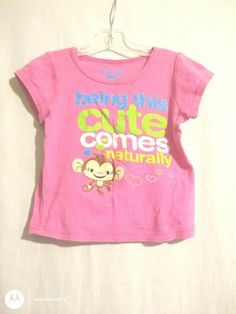 4T Wittle Bittle girl pink being this cute comes naturally monkey short sleeve shirt Cheap Gap Tops With Cartoon Print, Cute Core Outfits, Cutesy Fashion, Pinterest Wishlist, Cutecore Clothes, Kawaii T Shirt, Monkey Shirt, Kawaii Shirts, Cute T Shirts