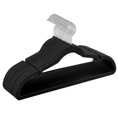 a pair of black clothes hangers on a white background