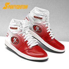 NFL San Francisco 49ers Football Team Air Jordan 1 Hightop Shoes Sizes Introducing the Air Jordan 1, an iconic blend of style and performance. Crafted with premium materials, this legendary sneaker offers exceptional comfort and durability. Its timeless silhouette, paired with bold colorways, makes a statement on and off the court. Elevate your sneaker game [...] Collegiate High-top Basketball Shoes With Boost Midsole, White High-top Basketball Shoes, High-top Custom Sneakers Fade-resistant For Light Sports, High-top Custom Sneakers For Light Sports, Fade-resistant, High-top Fade-resistant Custom Sneakers For Light Sports, Fade-resistant Mid-top Basketball Shoes For Sports Events, Fade-resistant Lace-up Basketball Shoes, Fade-resistant Basketball Shoes For Sports Events, Custom High-top Fade-resistant Sneakers For Sports Events