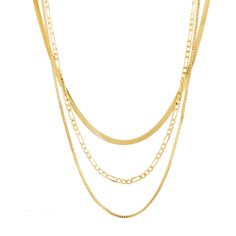 PRICES MAY VARY. ✨【3 Separate Gold Necklaces】This necklace set for women consists of the following 3 trending chains: ①snake chain, length: 15"+2" extender, width: 4mm. ②figaro chain, size: 16.5"+2" extender. ③box chain, size: 18.5"+2" extender. Each chain can be worn separately or together for a layered look with other chains. ✨【Trendy Design】This dainty snake necklace set can be worn separately or together, the fashion design makes you the center of attention wherever you go. This stackable go Necklace Set Simple, Silver Snake Necklace, Snake Necklace Silver, Herringbone Chain Necklace, Stackable Necklaces, Chunky Choker, Layered Choker Necklace, Herringbone Chain, Trending Necklaces