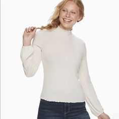 Juniors' American Rag Long Sleeve Mock Neck Top Casual White Mock Neck Top For Fall, Casual Mock Neck Top For Spring Layering, Casual Turtleneck Tops For Spring, Casual Mock Neck Top For Spring, Spring Casual Stretch Mock Neck Top, White Mock Neck Top For Spring, White Casual Mock Neck Top For Spring, Casual White Mock Neck Top For Spring, Raspberry Sorbet